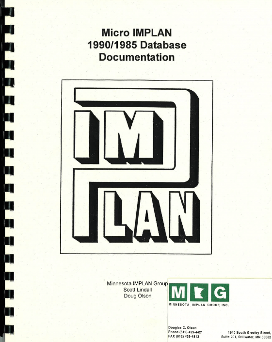 Micro IMPLAN 1990/1985 Database Documentation (1990)